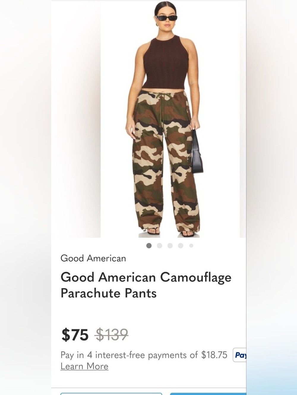 Good American Camo Wide-Leg Parachute Pants - Green Multi